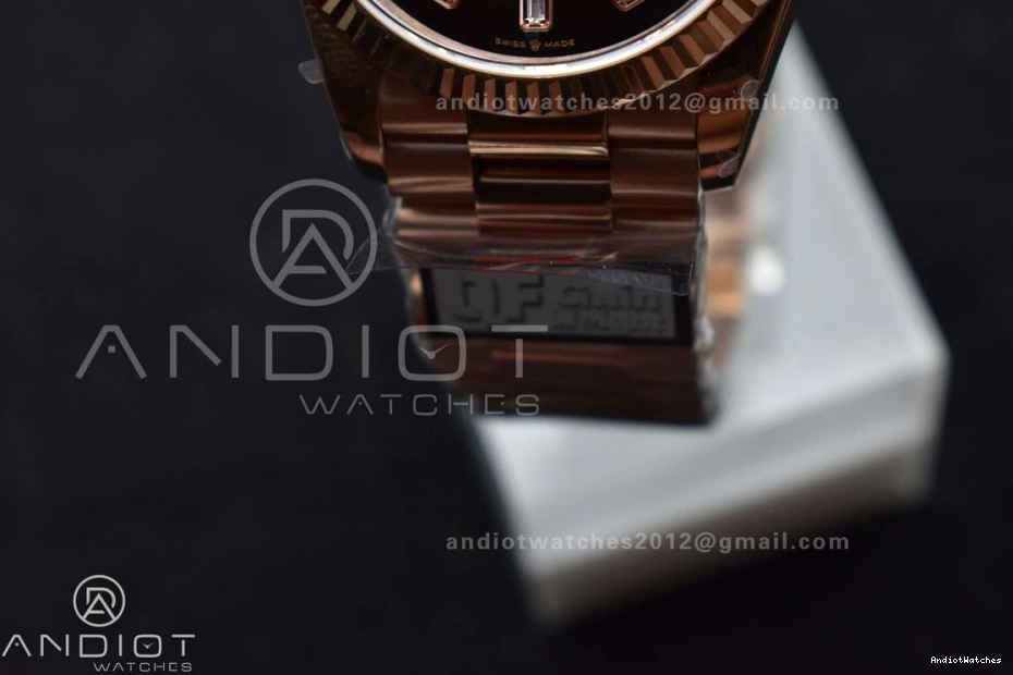 President SmoothTexture Edition Bracelet 904L DayDate Diamond Dial vr3255 678 (Gain Best Steel QF Weight) on Brown 36 V5 RG 0312